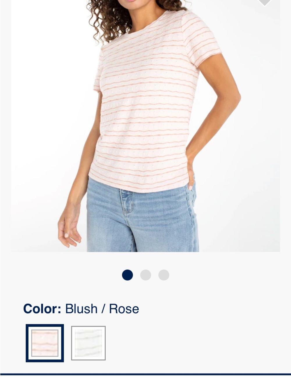 Liverpool Blush and Rose Striped Short Sleeve Tee NWT sz Large